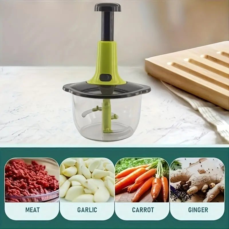 "Multifunctional Manual Food Processor – Meat Grinder, Chopper, Slicer & Dicer"