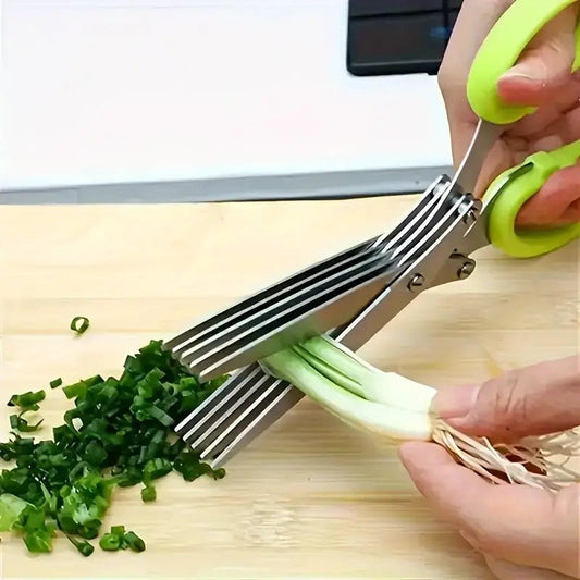 5-Layer Stainless Steel Kitchen Scissors - Multifunctional Herb Chopper