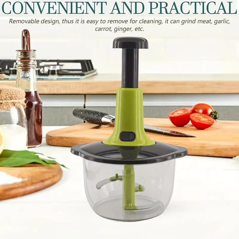 "Multifunctional Manual Food Processor – Meat Grinder, Chopper, Slicer & Dicer"