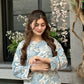 Graceful Blue Floral Winter Suit – Stylish & Cozy Attire