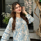 Graceful Blue Floral Winter Suit – Stylish & Cozy Attire