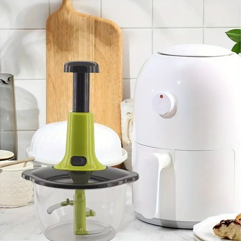 "Multifunctional Manual Food Processor – Meat Grinder, Chopper, Slicer & Dicer"